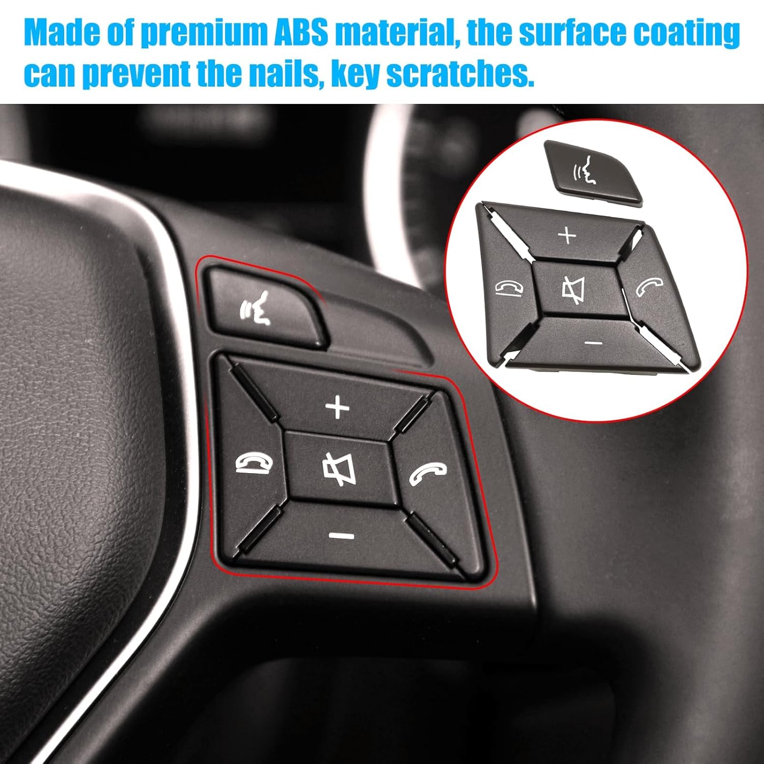 Jaronx Compatible with Mercedes Benz Steering Wheel Buttons Replacement A B W246/C Class W204/E W207 W212/GLK X204/CLA W117/CLS W218/SLK SLC W172, Steering Wheel Button Cover for Mercedes Benz(Moka)