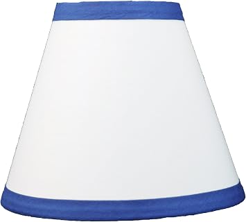 Urbanest White Cotton with Blue Trim Chandelier Lamp Shades, 6-inch, Hardback Clip On