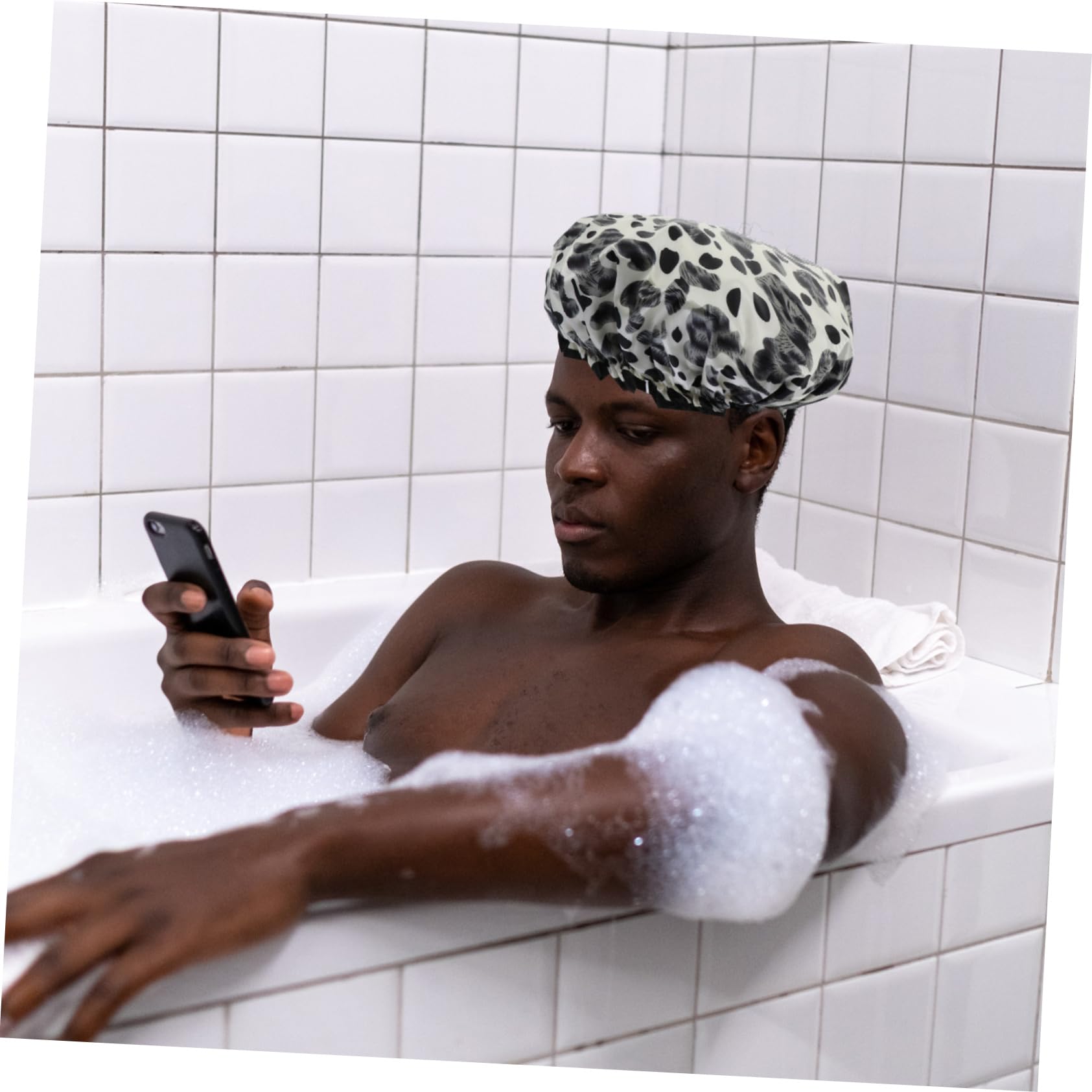 Healvian 9piezas Gorro Ducha Doble Para Mujer Gorro De Baño Elástico Diseño Impreso Para Spa y Cuidado Facial