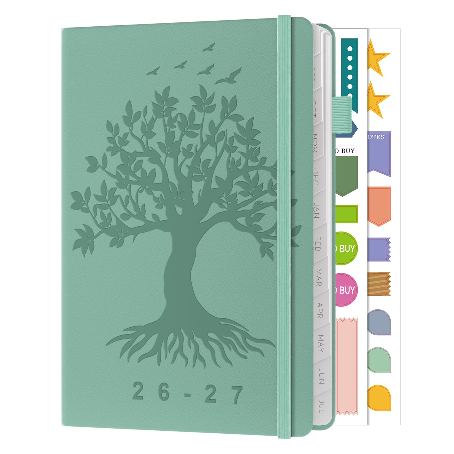 Academic Dary 2026-2027 Week to View A5, August 2026 - July 2027, 26/27 Weekly & Monthly Planner with UK Holidays, Elastic Closure, Pen Loop, Grey Monthly Tabs, Inner Pocket
