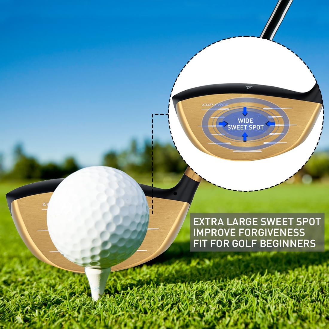 MAZEL Conductor de golf de titanio para hombre, 460 cc, diestros, diseño de cara de copa premium que maximiza la distancia de la pelota