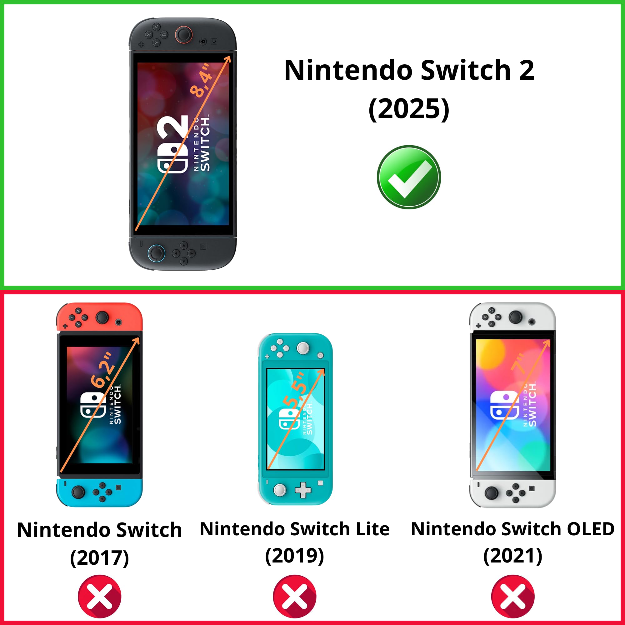 PHONILLICO Verre Trempe pour Nintendo Switch 2 (2025) [Pack de 2] Film Protection Resistant Vitre Protecteur Anti Rayure