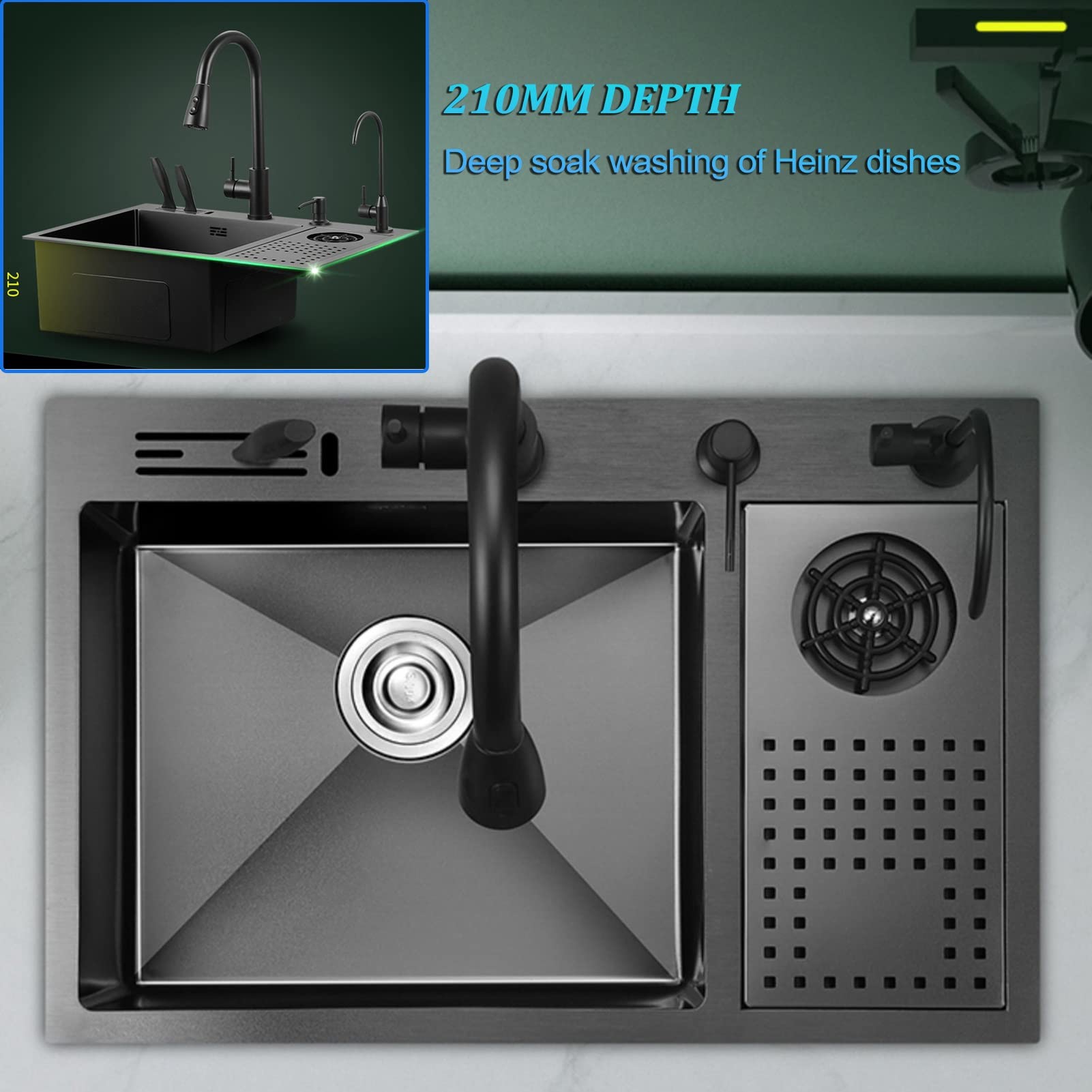 Cucina lavabicchieri, lavabicchieri da banco in Acciaio Inox con Una Sola Vasca, lavabicchieri da Bar, lavabicchieri ...