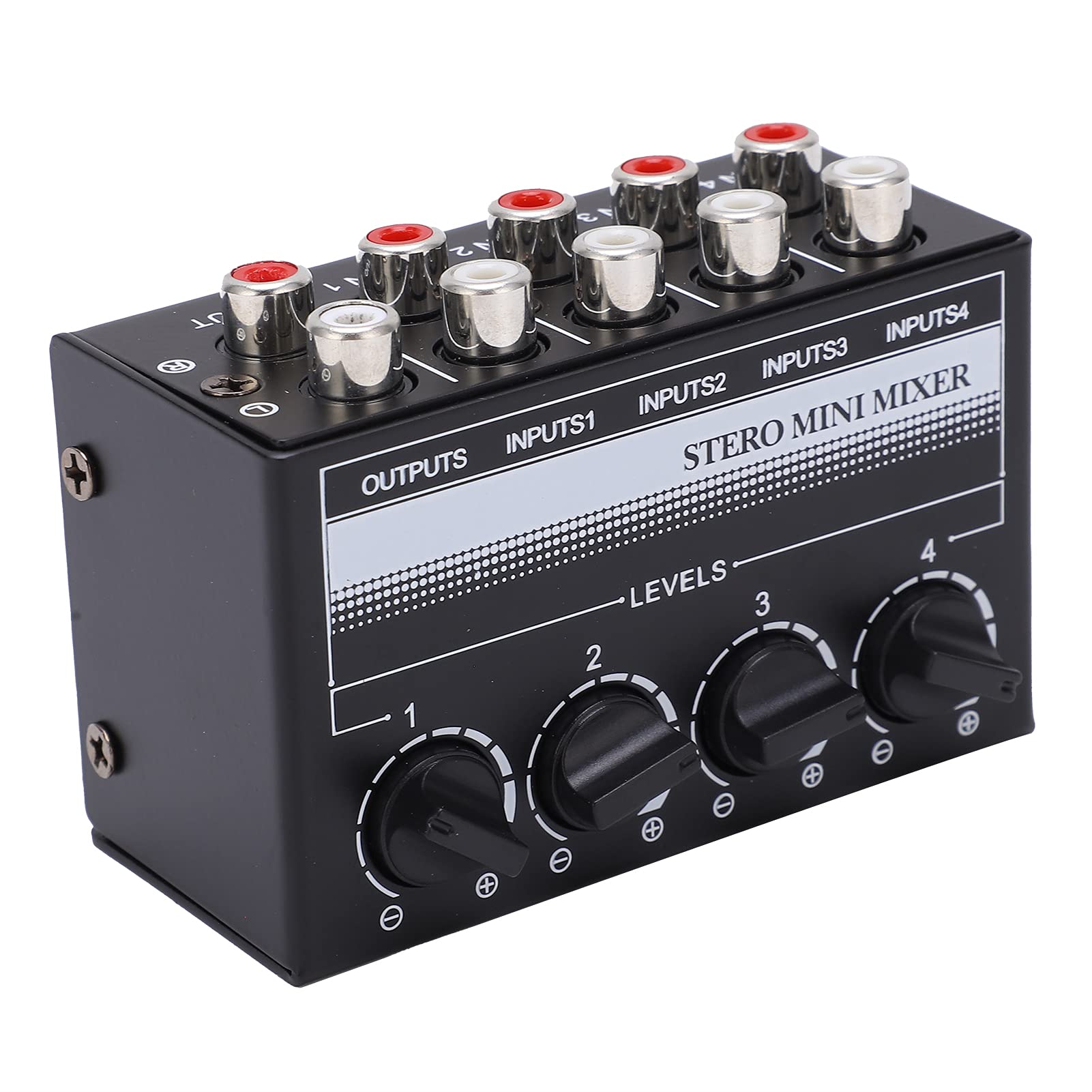1 in 4 Out Audio Splitter, Anti Interference Stereo Mixer 4 Channel Independent Adjustment -12dB Gain for CD Players for Small Club for Outdoor Performances