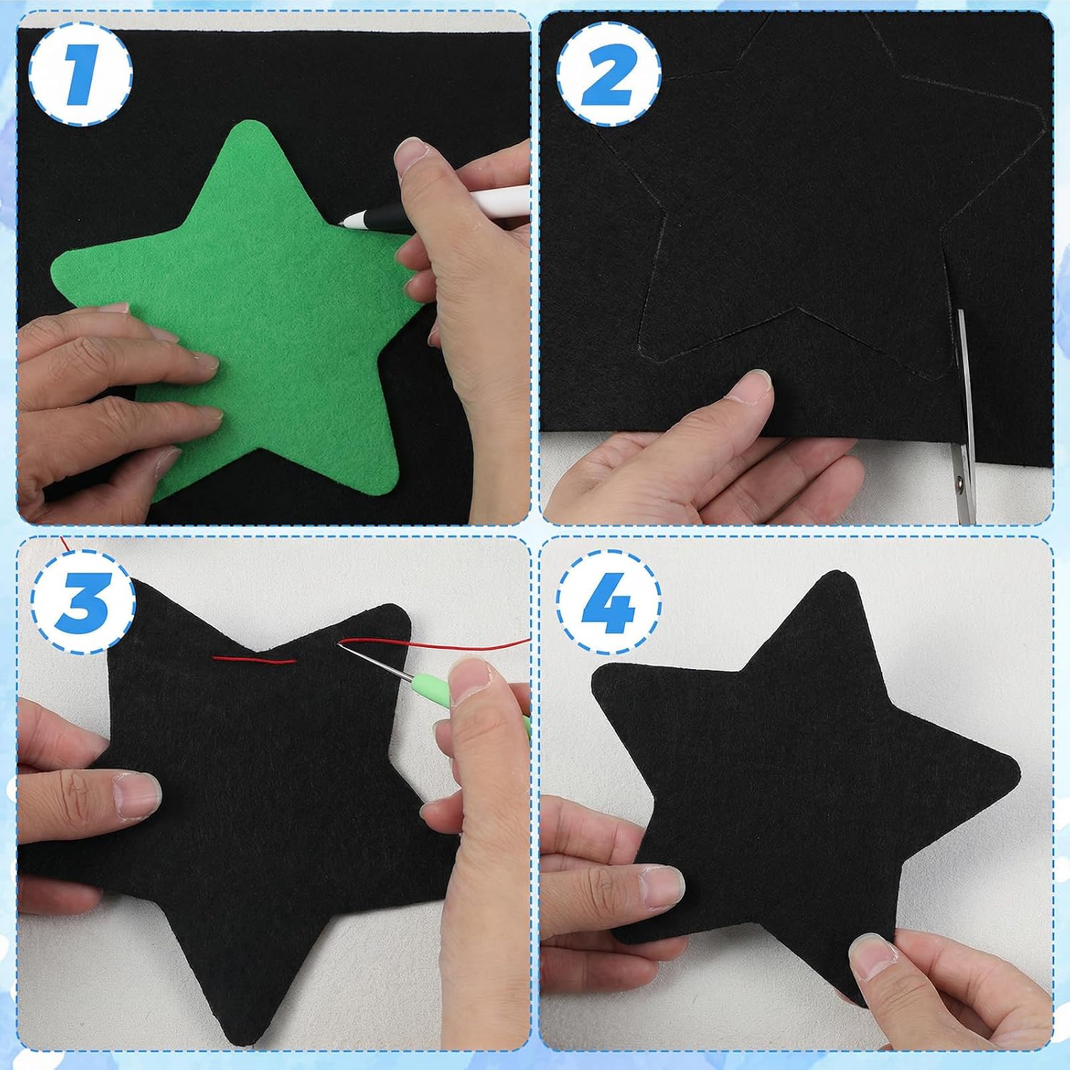 Ymapinc 10PCS Felt Fabric Sheets - 11.69 x 7.80 Inch Black & White Soft Fabric for Art Handicraft Patchwork, Gift Wrapping, Party Decoration & DIY Craft Felt Flowers