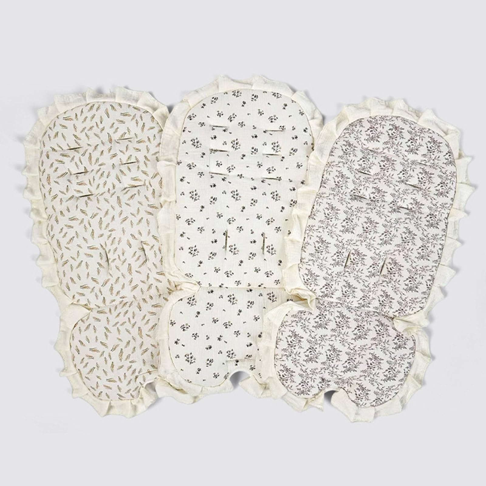 Lot de 2/3/4 coussins pour poussette avec bordure en dentelle et coussin, lavable en machine, convient à la plupart des poussettes, épaulettes