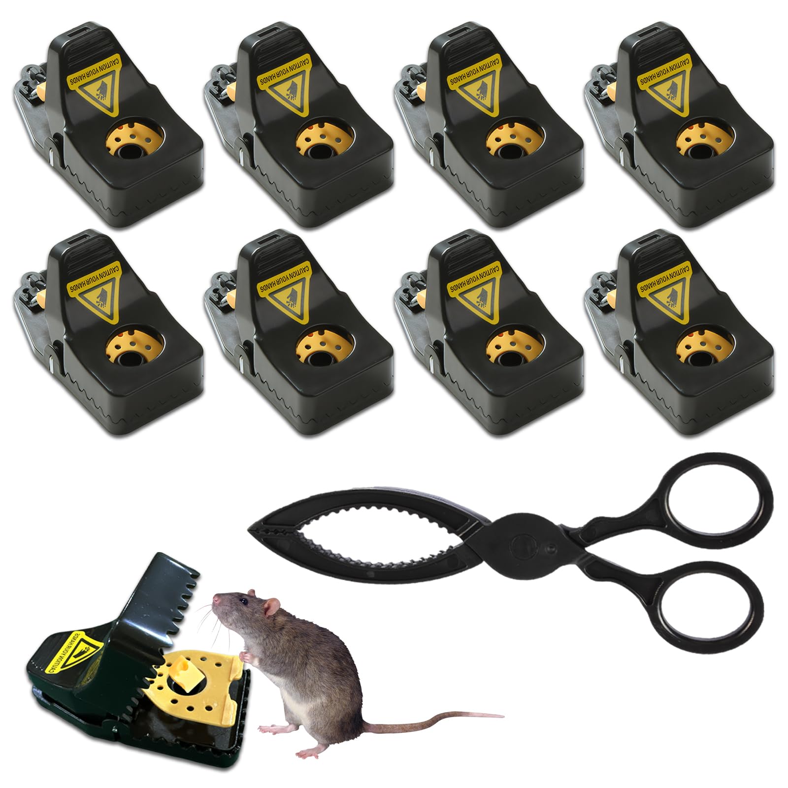 Trappole Professionali per Topi – Kit di 8 Piccole Trappole, Incluso 1 Grampo per Topi – Strumento Efficiente e Riutilizzabile per la Cattura dei