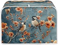 Vista 18 de Bulopur Cubierta de tostadora de 2 rebanadas de pintura de pájaros y flores, tostadora, panificadora, organizador de máquina, bolsa de protección