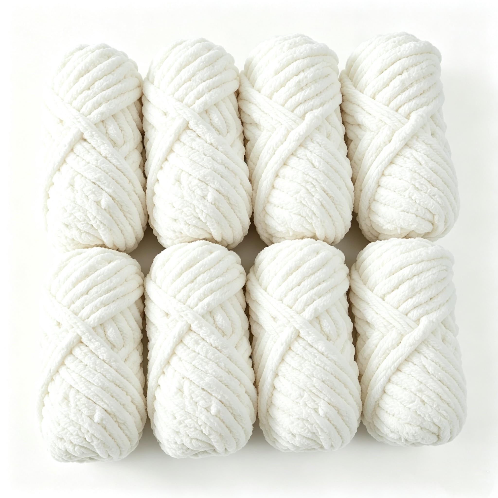 BOXIZ 8 Pack Chunky Chenille Yarn for Crocheting & Knitting, 31.7yds 8 oz Each Skein Soft Fluffy Kitting Yarn Set, Thick Velvet Plush Yarn for Handcrafts Weaving Making Blankets, Clothes, Pattern Kn