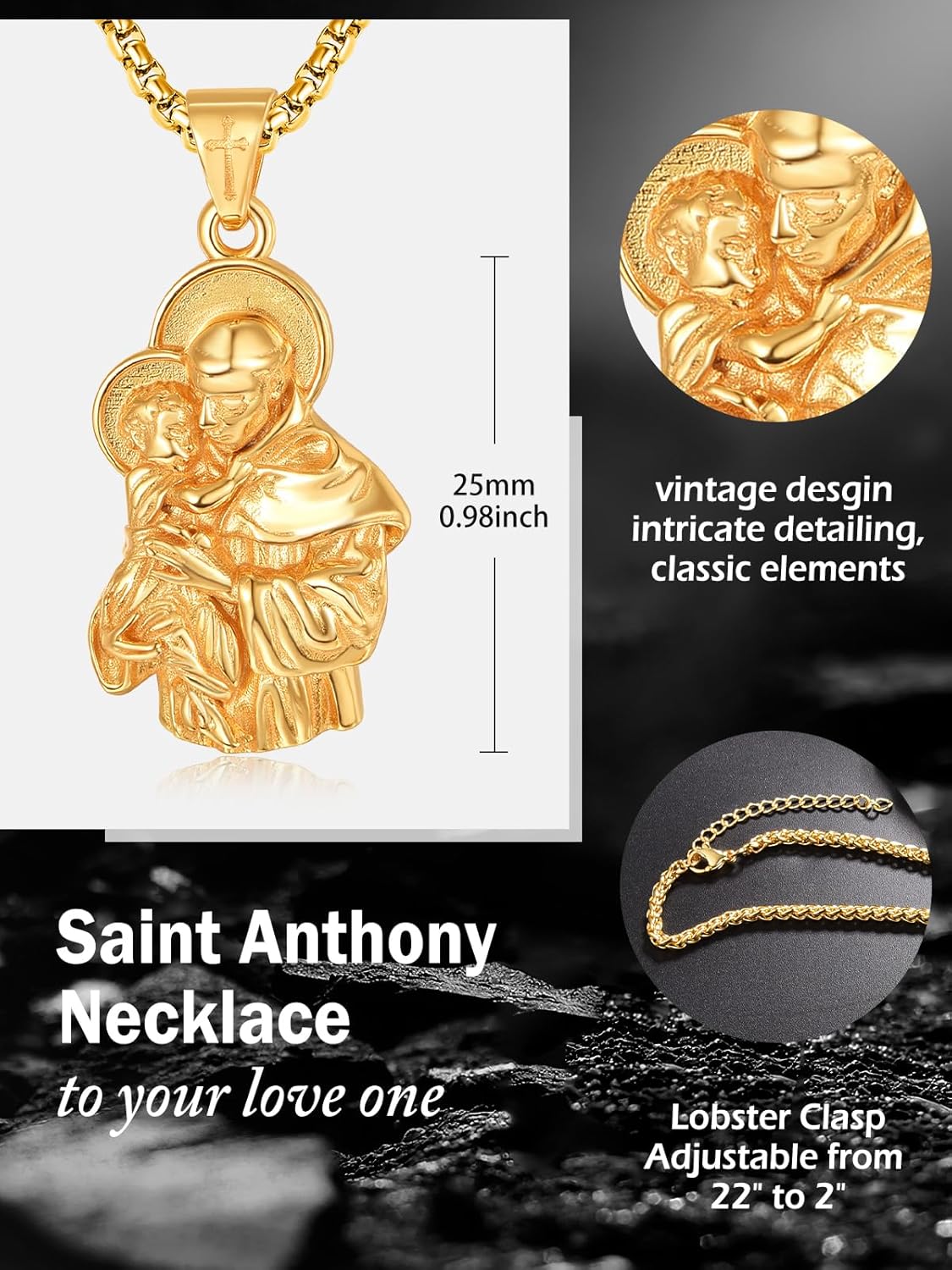 St Anthony Medal 925 Sterling Silver St Saint Anthony Necklace for Men Women Religious Gifts - Image 5
