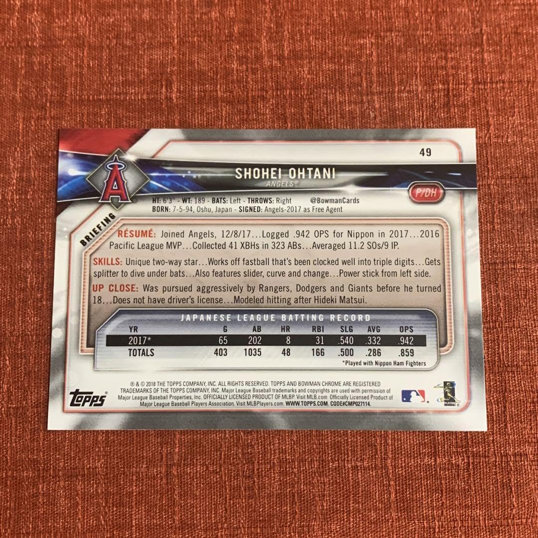 Amazon.co.jp: 2018 Bowman #49 大谷翔平 ルーキーカード : スポーツ 