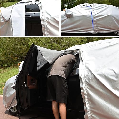 Miniatura 3 de KOWJIFH Funda para automóvil compatible con Nissan March, cubierta completa para automóvil, transpirable y a prueba de polvo, resistente al viento,