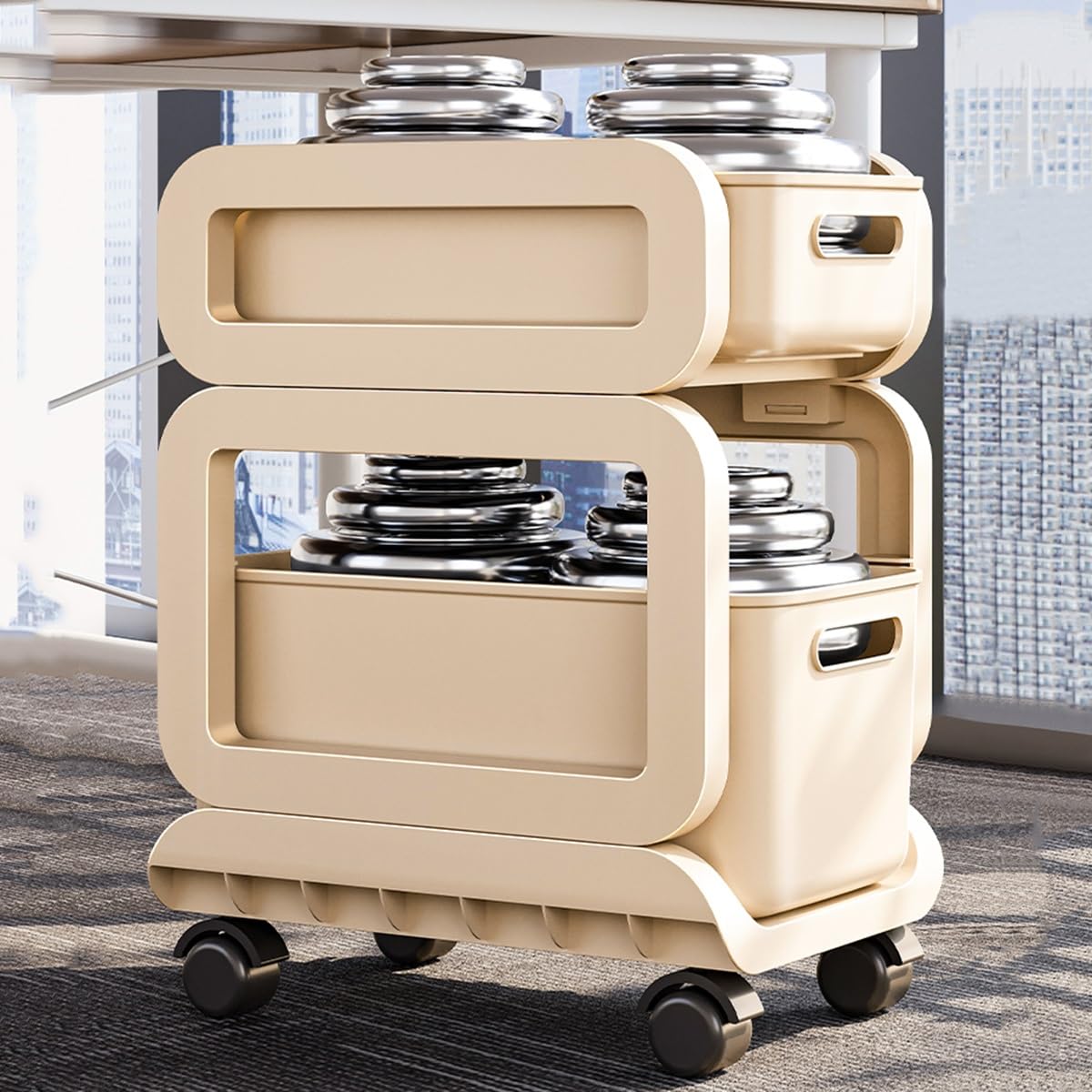 Carrito de Almacenamiento con Ruedas, Carrito Ruedas Espacios Estrechos Cocina baño lavadero(Grey,2 Tier No Wheels)