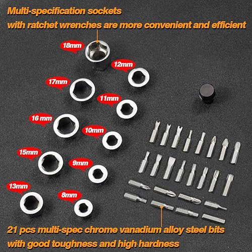 Miniatura 9 de SPEEDWOX Juego de llaves de trinquete métricas de 6 piezas, juego de llaves de trinquete de extremo de caja doble, juego de llaves combinadas