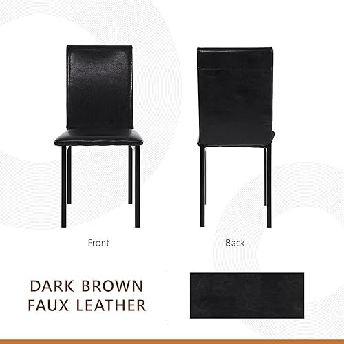 Miniatura 6 de Homelegance Tempe PU Silla de comedor tapizada (juego de 4), marrón (2601) Marrón,Negro -,Marrón oscuro
