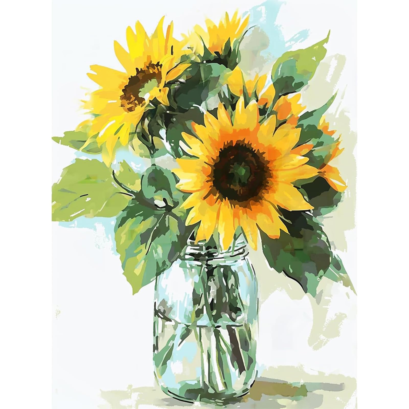 DIY Paint by Numbers for Adults Sunflower, Vase Flower Canvas Oil Painting Kit for Adults, Craft Art Painting Kit Acrylic Pigment Drawing Paintwork for Gift Home Wall Decor 12x16 inch (Without Frame) — image 1