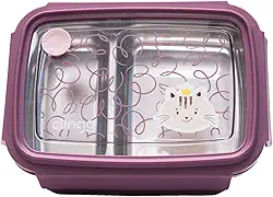 Clingo Bento Box Inox com 2 Divisórias, Tampa Hermética, Livre de BPA, Rosa
