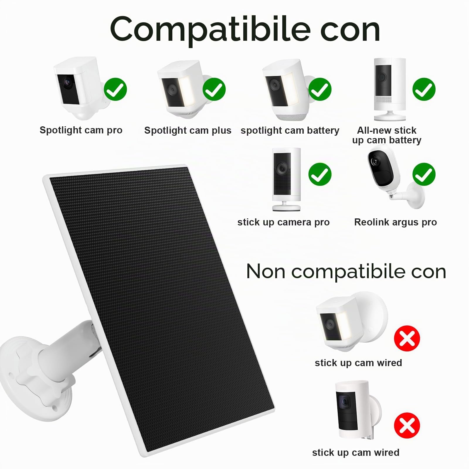4000mAh Pannello Solare per Videocamere Ring- 2 pack | Pannello Solare 3W con Batteria Integrata compatibile con Ring Spotlight Cam/Pro/Plus Battery e Stick Up Cam/Pro Battery