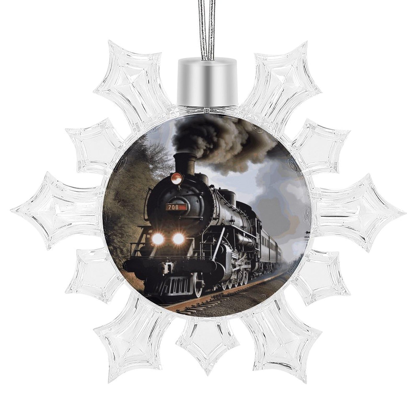 Steam Train Snowflake Ornaments Cute Snowflake Pendant Exquisite Christmas Tree Ornaments for Christmas Weddings New Year Birthday Holiday Celebration