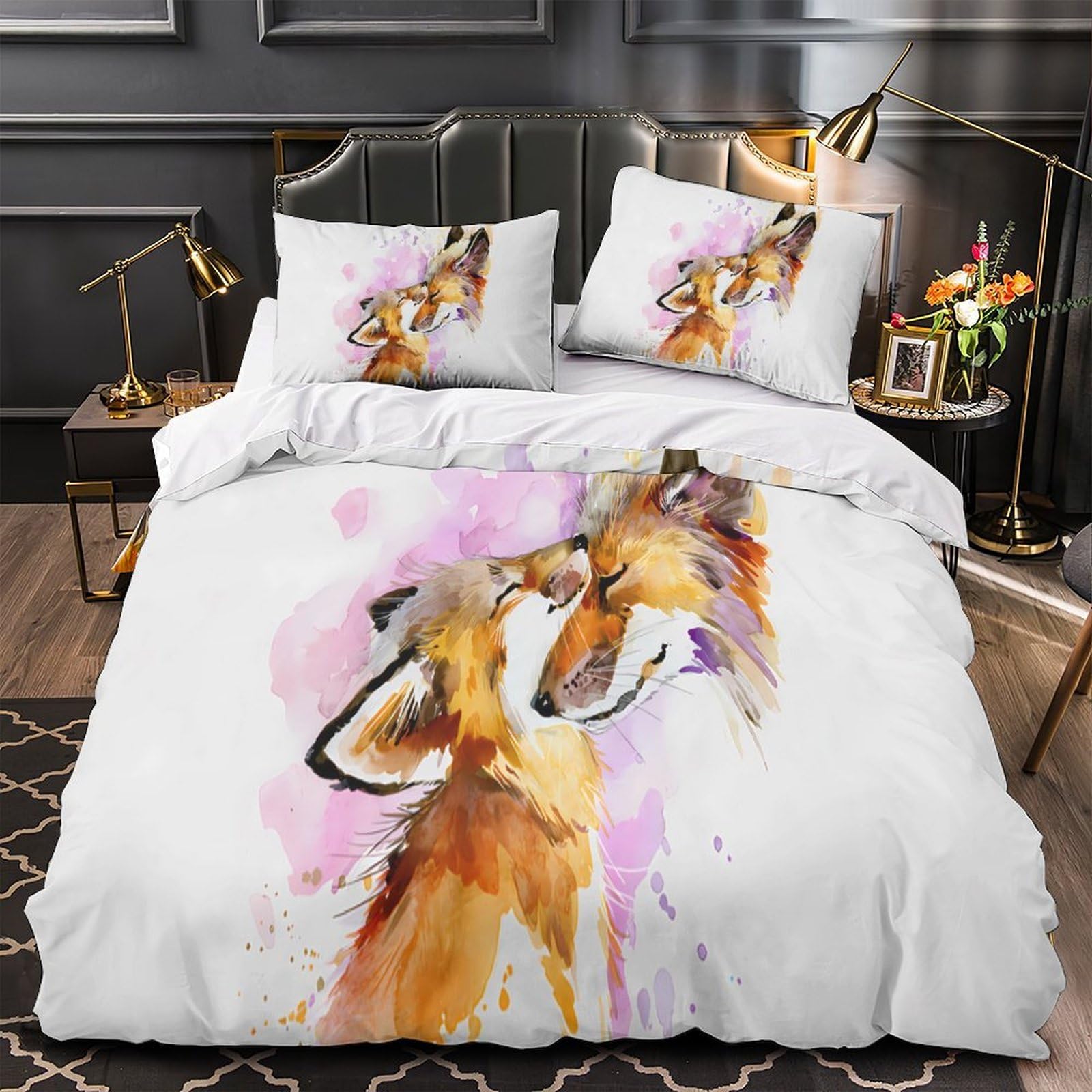 Housse de couette renard 3D avec microfibre résistante effet luxe