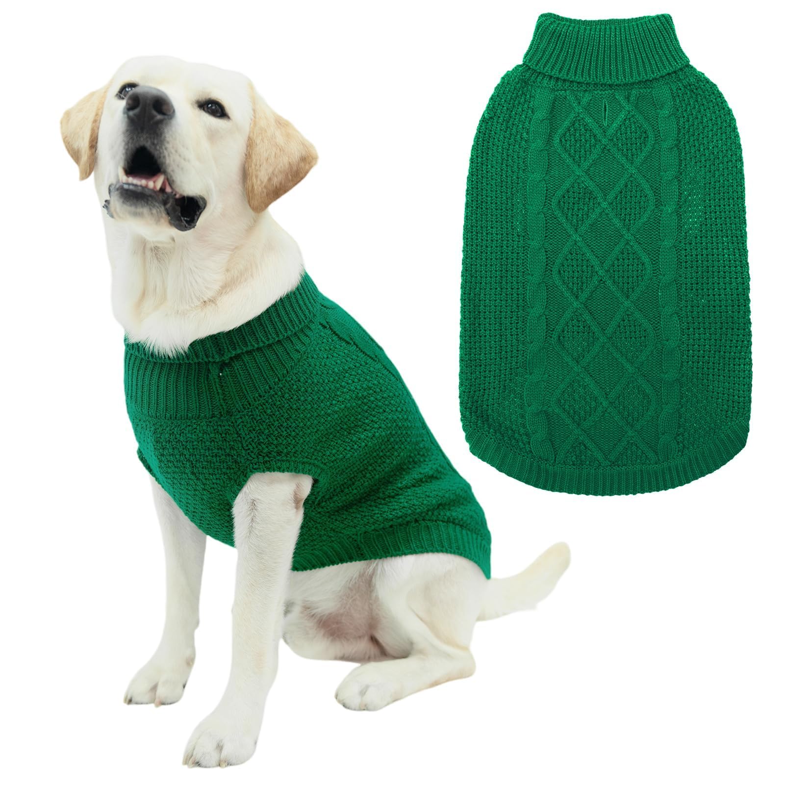Mihachi Turtleneck Dog Jumper - Dog Sweater Winter Coat Apparel Classic Cable Knit Clothes with Leash Hole for Cold Weather — image 1