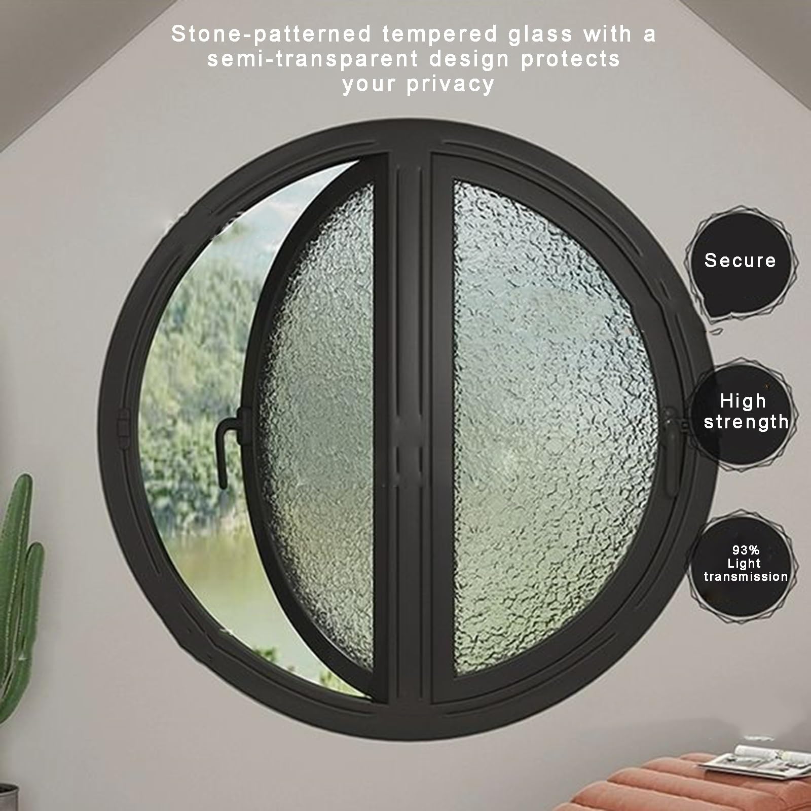 Ventana Giratoria sobre Eje Central Fabricada en Aleación de Aluminio con Diseño de Doble Manilla Y Apertura hacia El Exterior Ventanas Redondas con Ventilación Equipadas con Vidrio Templado