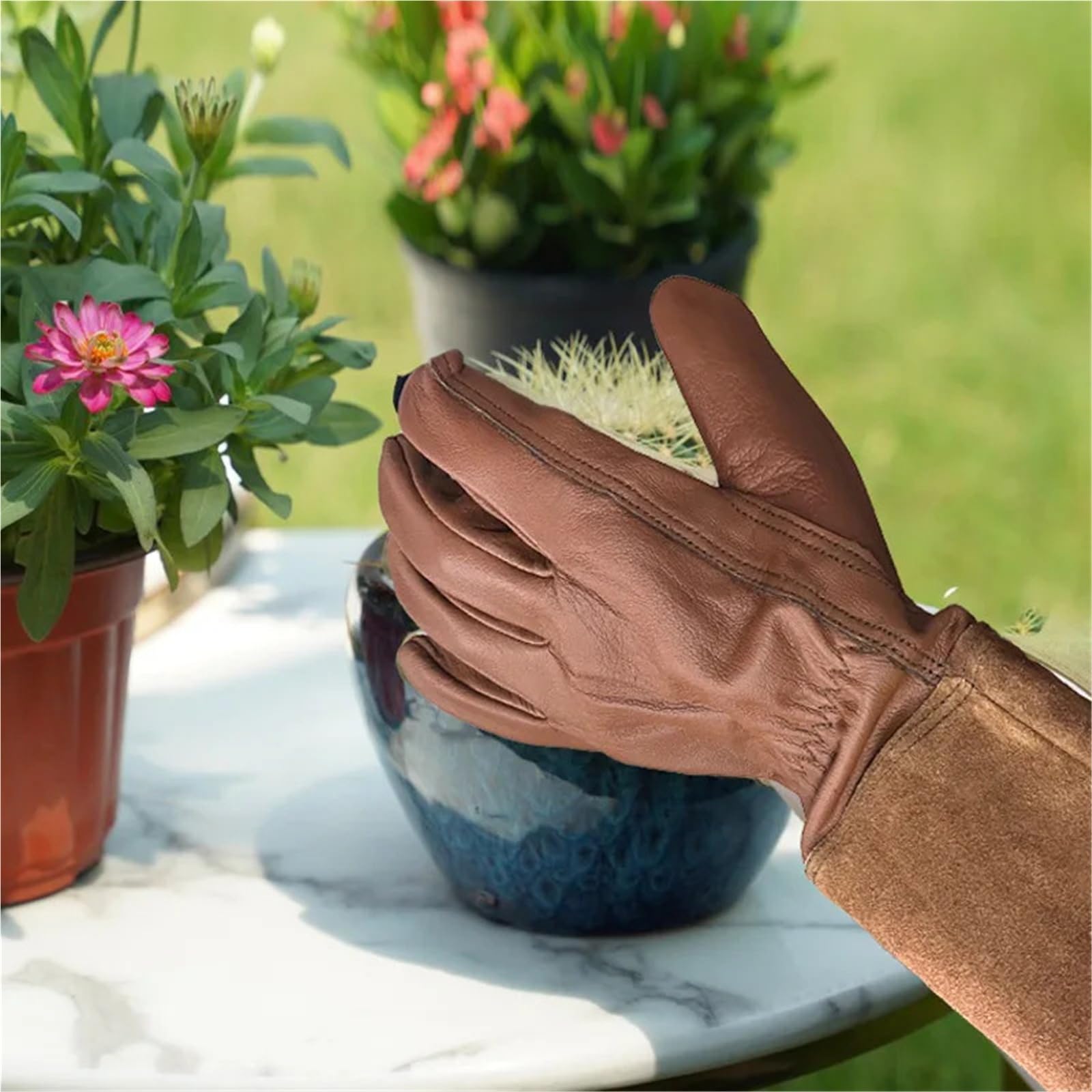 Generico Guanti protettivi lunghi in montone e vacchetta for Giardinaggio, Apicoltura, Manutenzione e Saldatura ad Arco di Argon(L)
