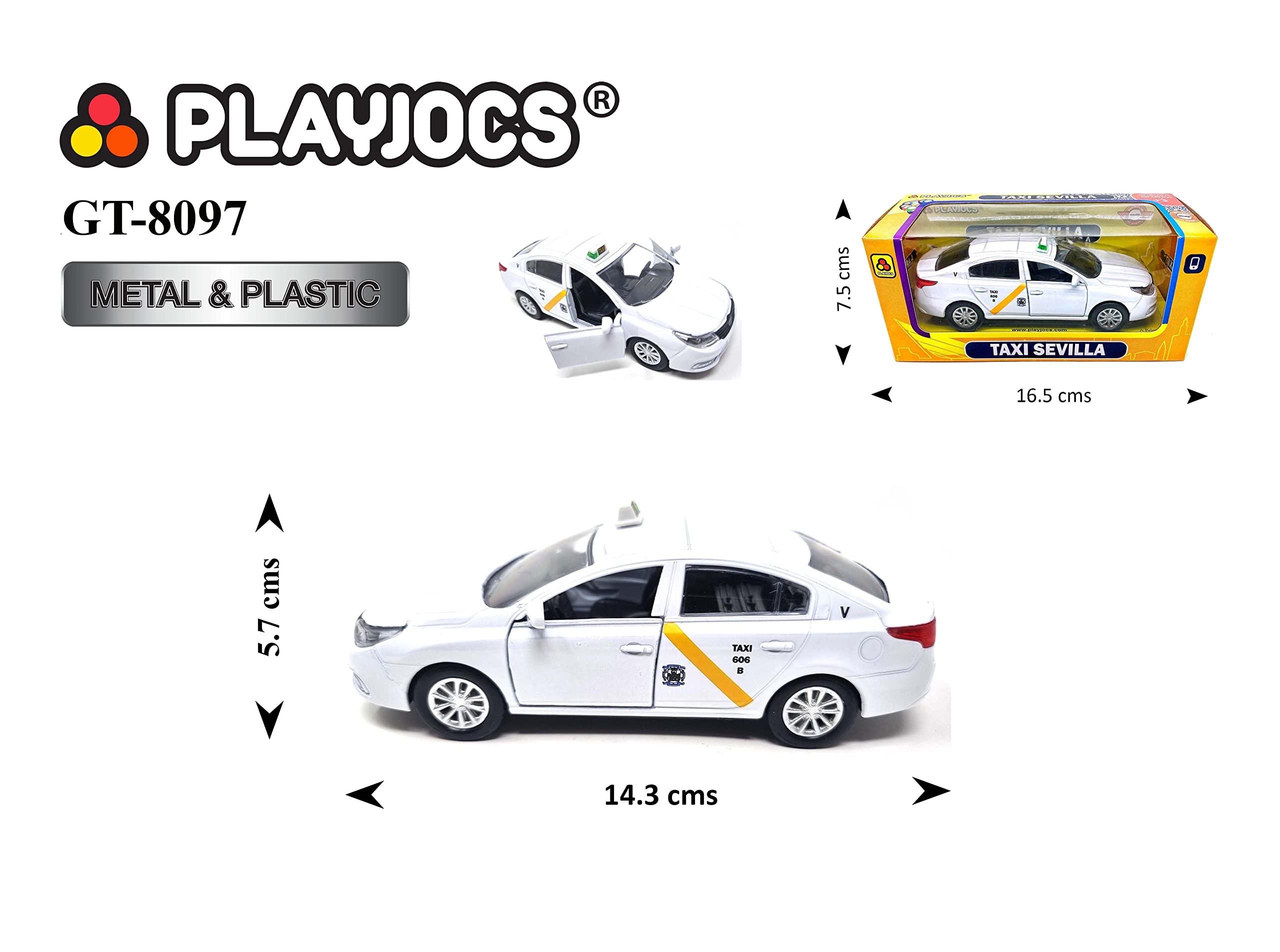 PLAYJOCS GT-8097 Taxi Seville, Metallic Silver, 17x7x8 cm - Image 4