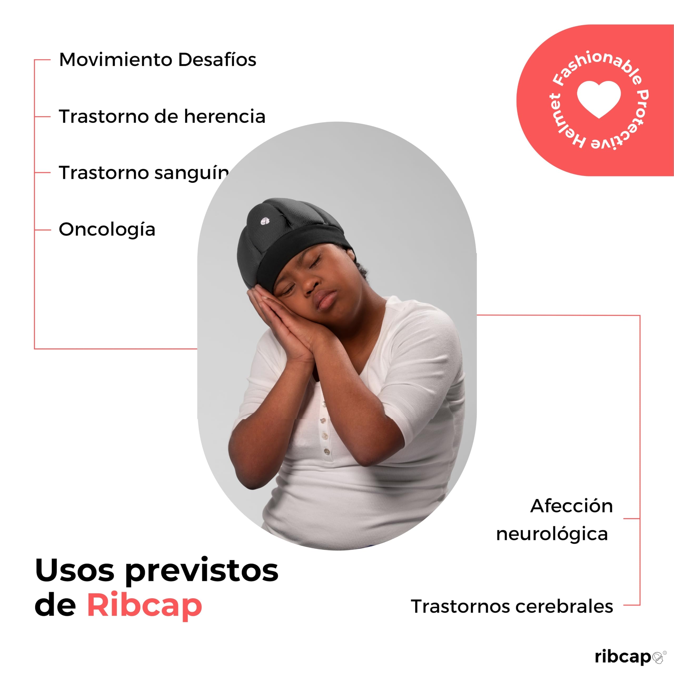Ribcap Gorro para Dormir Kate | Casco Protector y Suave para la Noche
