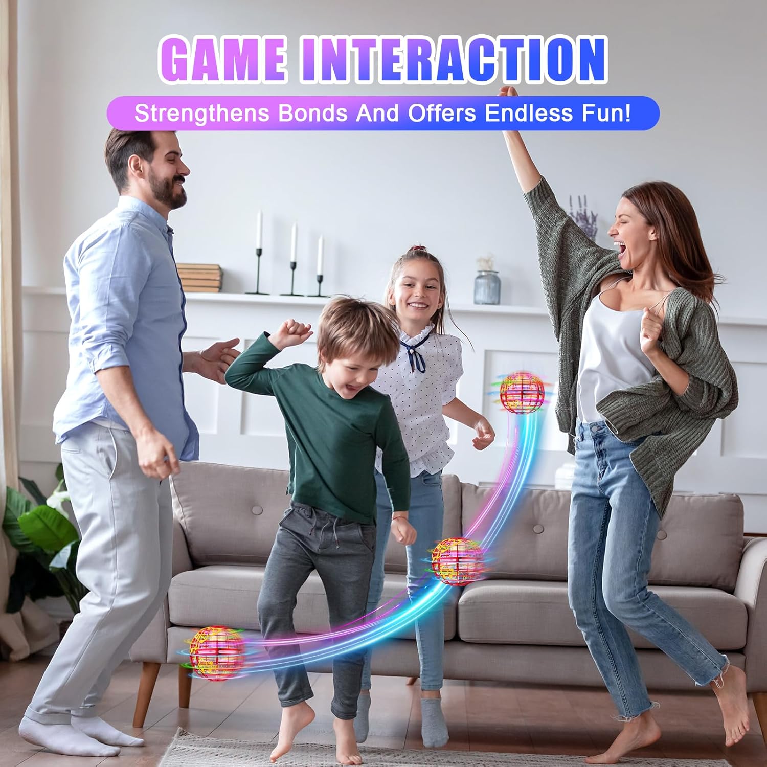 RIEYON Flying orb Ball 2025 Hover Boomerang Ball 6 Lighting Effects Cool Toys Gift for 678910+ Year Kids Teen Adults Indoor Outdoor Flying Ball Toy