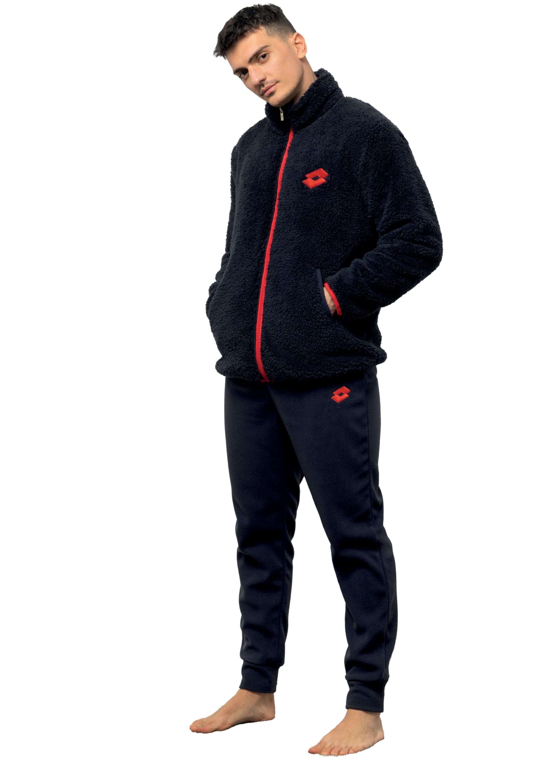 Lotto Tuta Pile Uomo Caldo Sherpa - Giacchetto Full Zip Invernale Morbida