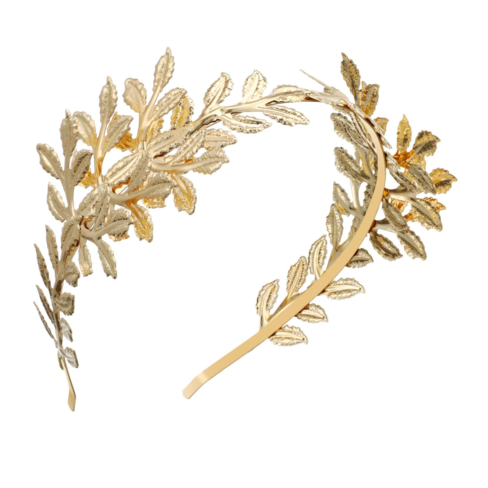Goldene Stirnband Vintage Olivenblatt Lorbeerkranz Herren Göttin Blatt Barock Haarschmuck Kupferklingen für Junggesellenabschied und Foto Requisite
