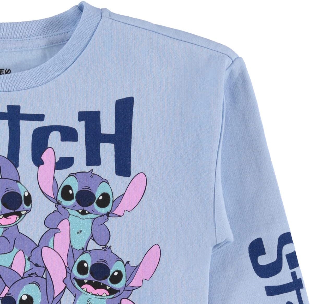 Disney Girls Lilo and Stitch Sweatshirt - Girls Classic Lilo and Stitch Lilo and Stitch Crewneck Sweatshirt with Sleeve Print