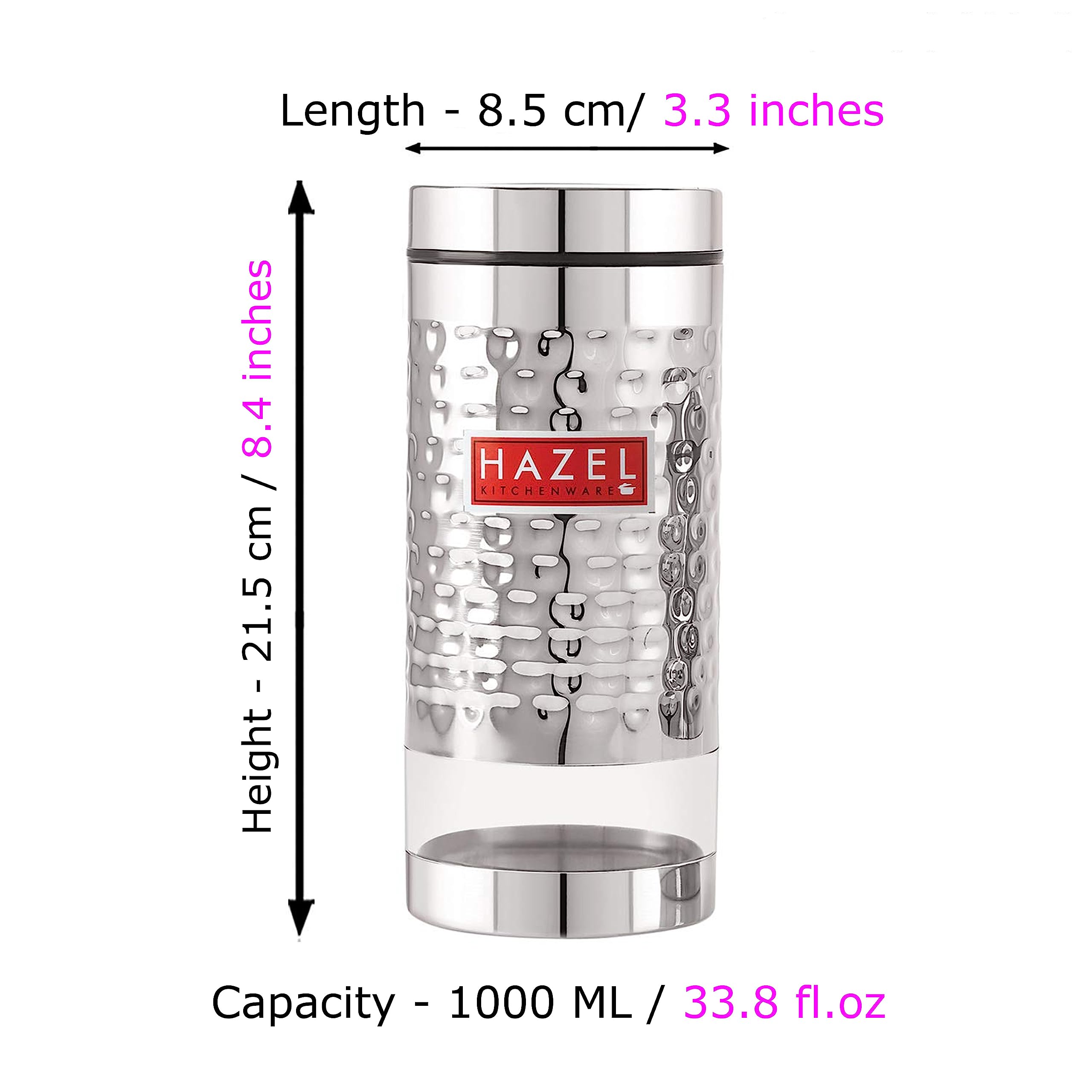 Transparent Stainless Steel Storage Jar - 1000ml -2 Transparent Stainless Steel Storage Jar - 1000ml -2