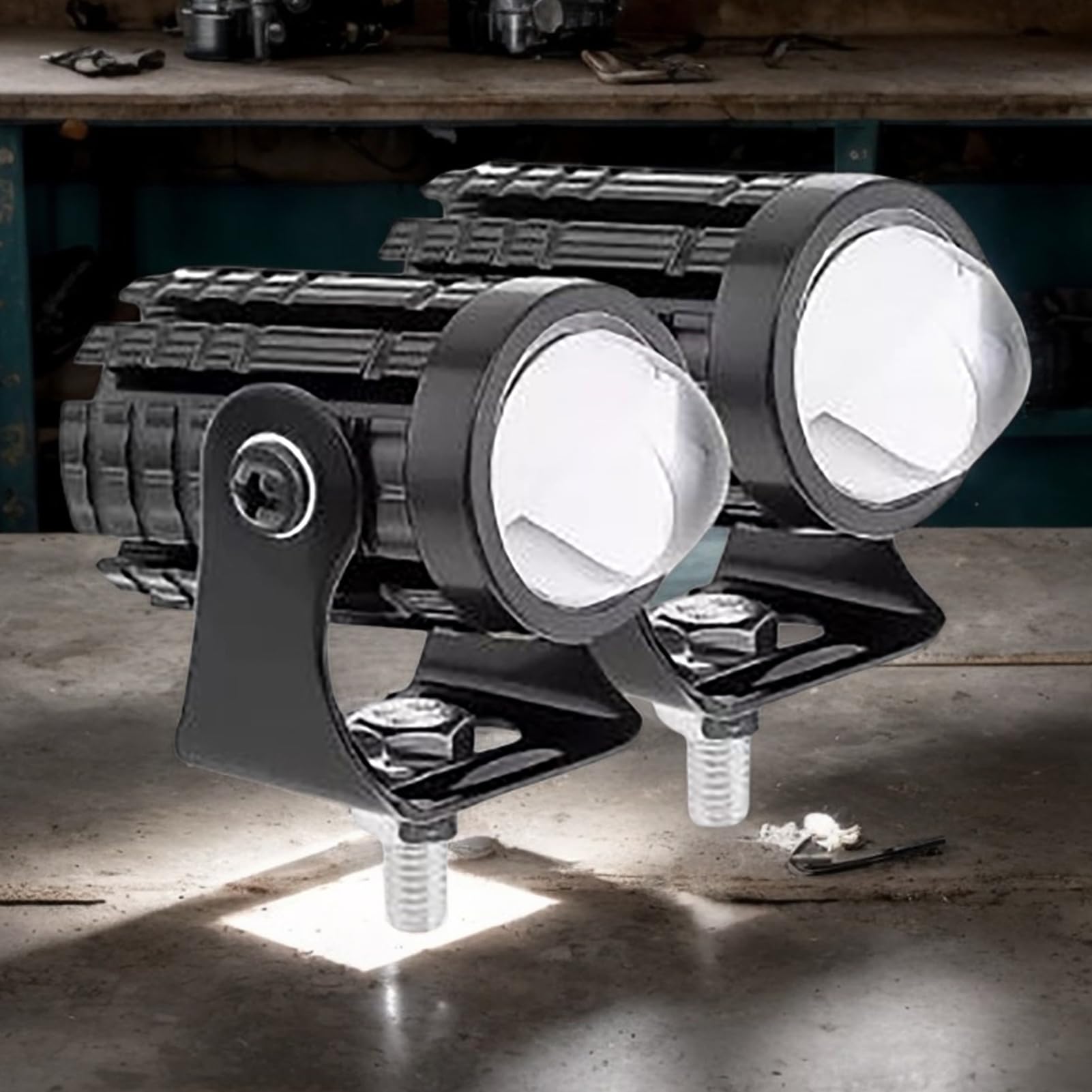 Genérico Faro para Motocicleta - Faros Auxiliares de Motocicleta Bicolor | Faros Impermeables 4 Piezas para ATV Calle Dirt Bike