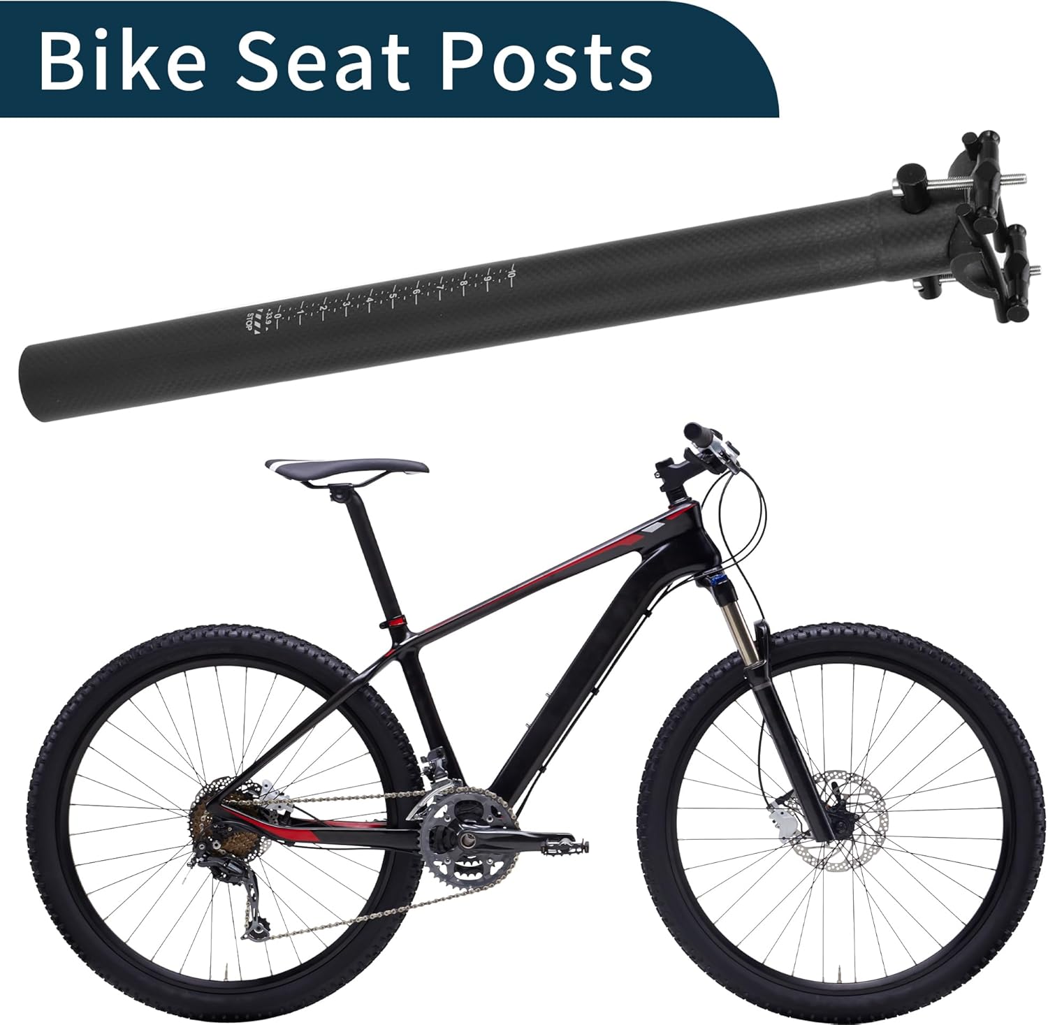 Bike Seat Posts Ultra Light Bike Saddle Post Seat Tube Matte Black 1 Pc 33.9x450mm Carbon Fiber
