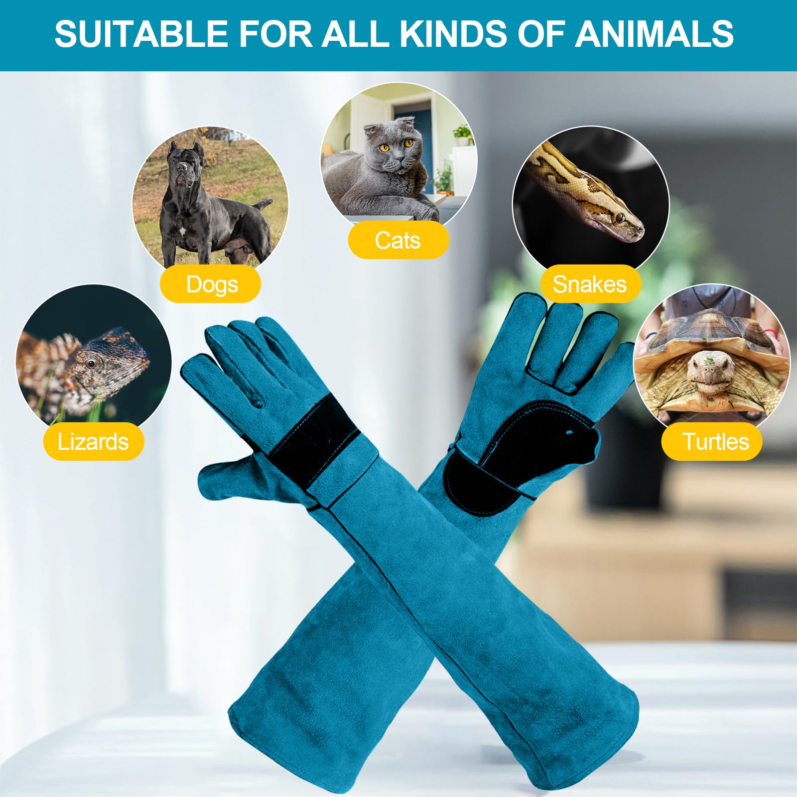 Graxury 60Cm Anti-Bite Guanti Da Lavoro, Guanto Di Pelle Resistente