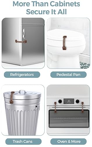Miniatura 5 de Cerraduras de gabinete a prueba de bebés (paquete de 6 negros), cerraduras de gabinete a prueba de niños, sin taladrar, fácil instalación,