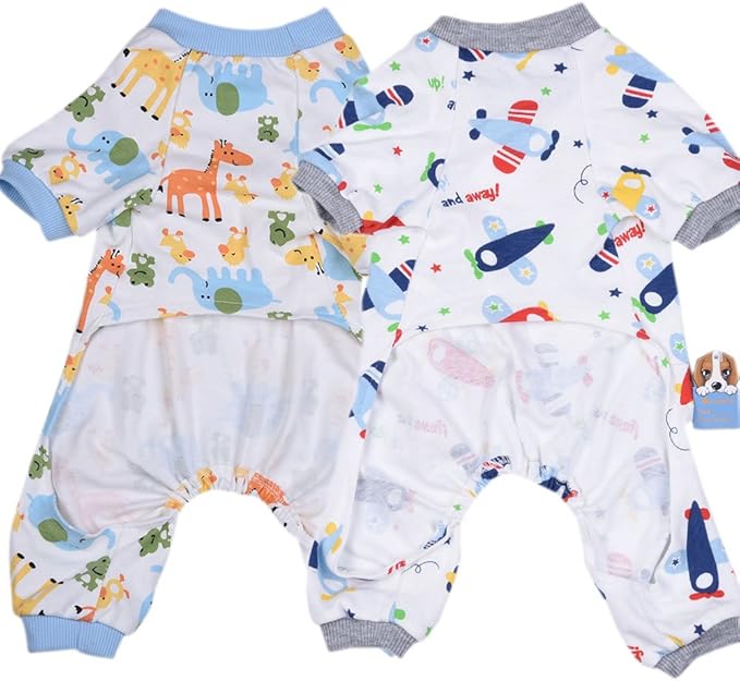 2 pack de pijamas de algodón para perros pequeños y gatos miniatura 2