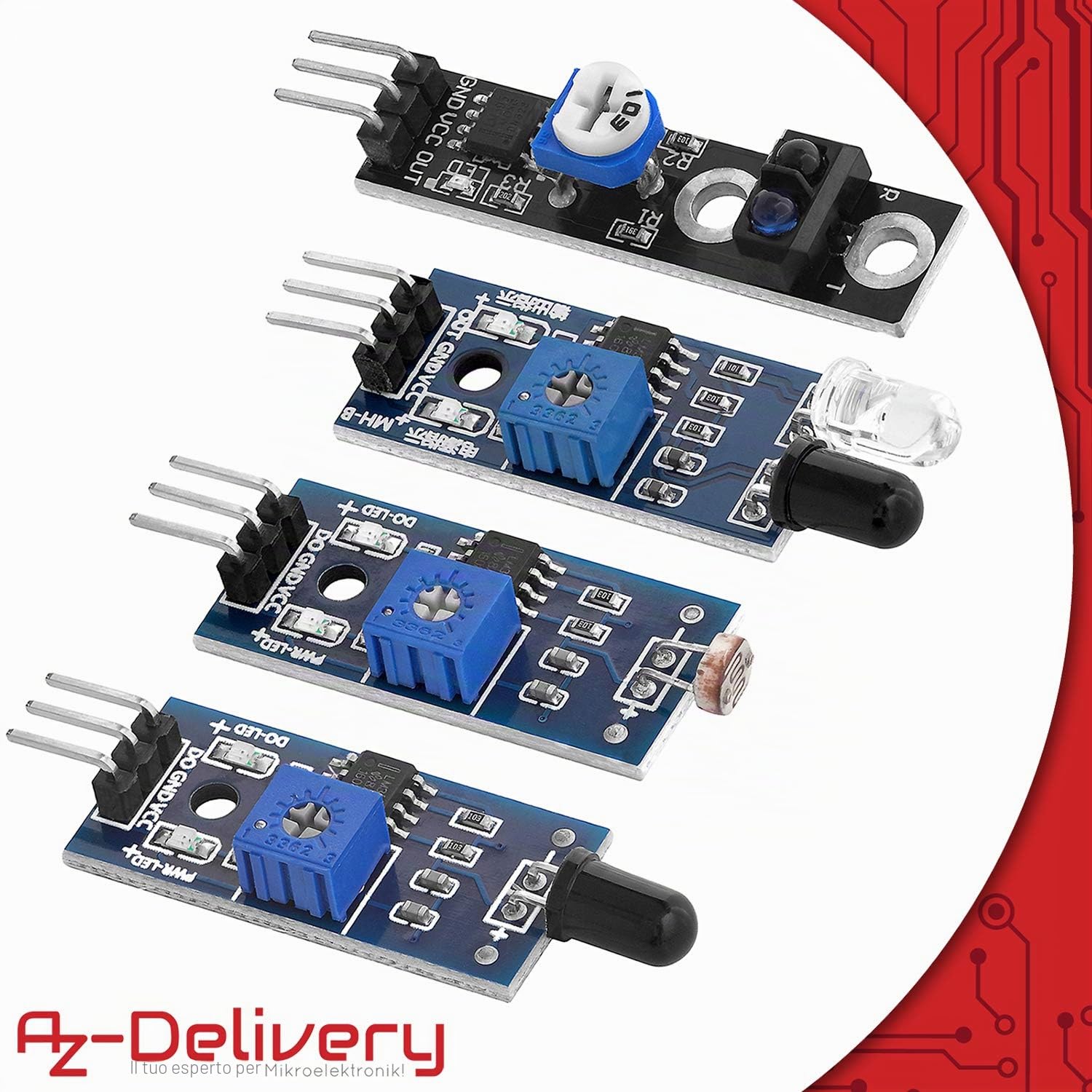 AZDelivery 5 x Kit 16 in 1 - Kit di accessori compatibile con Arduino e Raspberry Pi incluso un E-Book!