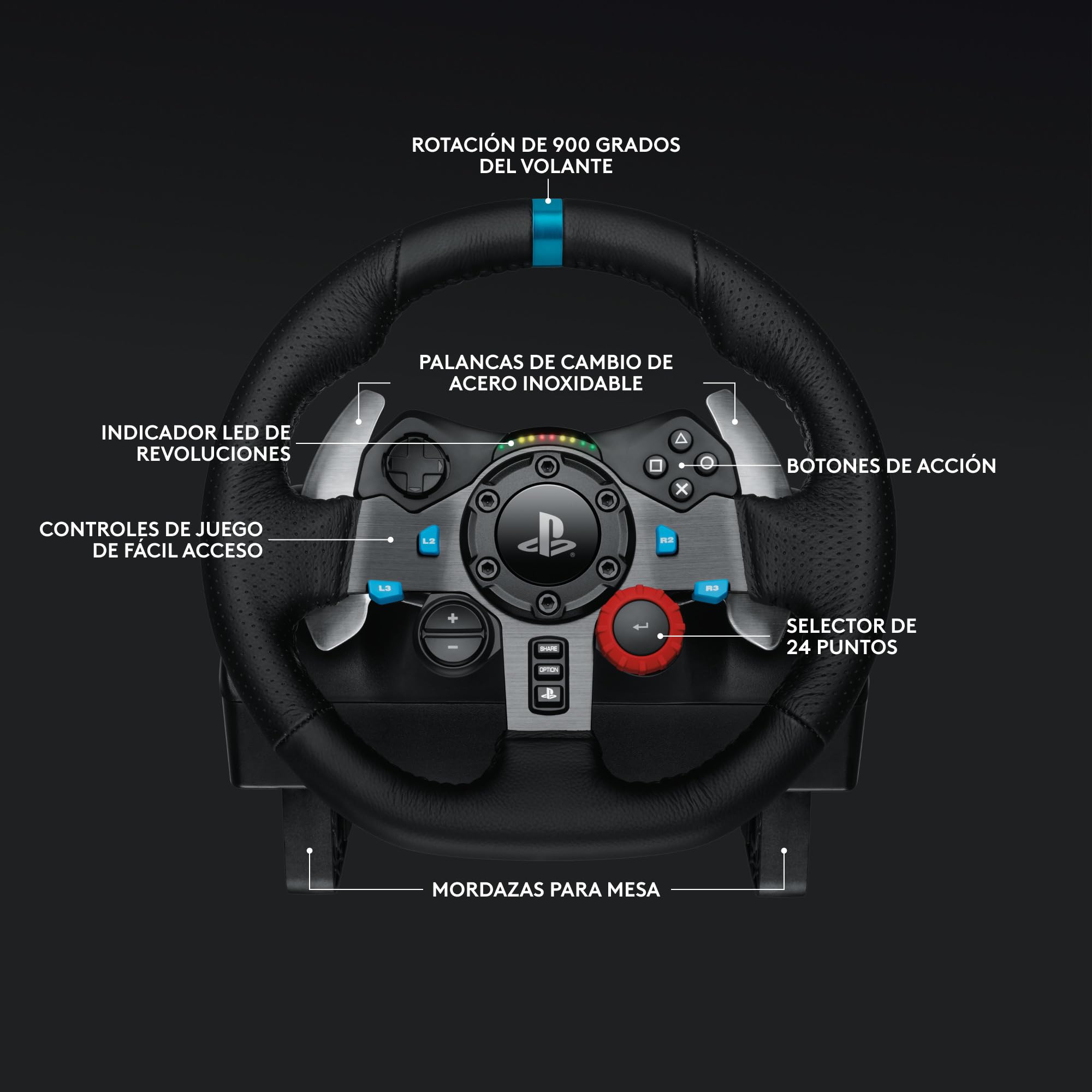 Logitech G G29 SE Driving Force, volante de carreras y pedales, Force Feedback, Cuero auténtico + Palanca de cambio Driving Force - Para PS5, PS4 y PC, Mac - Negro