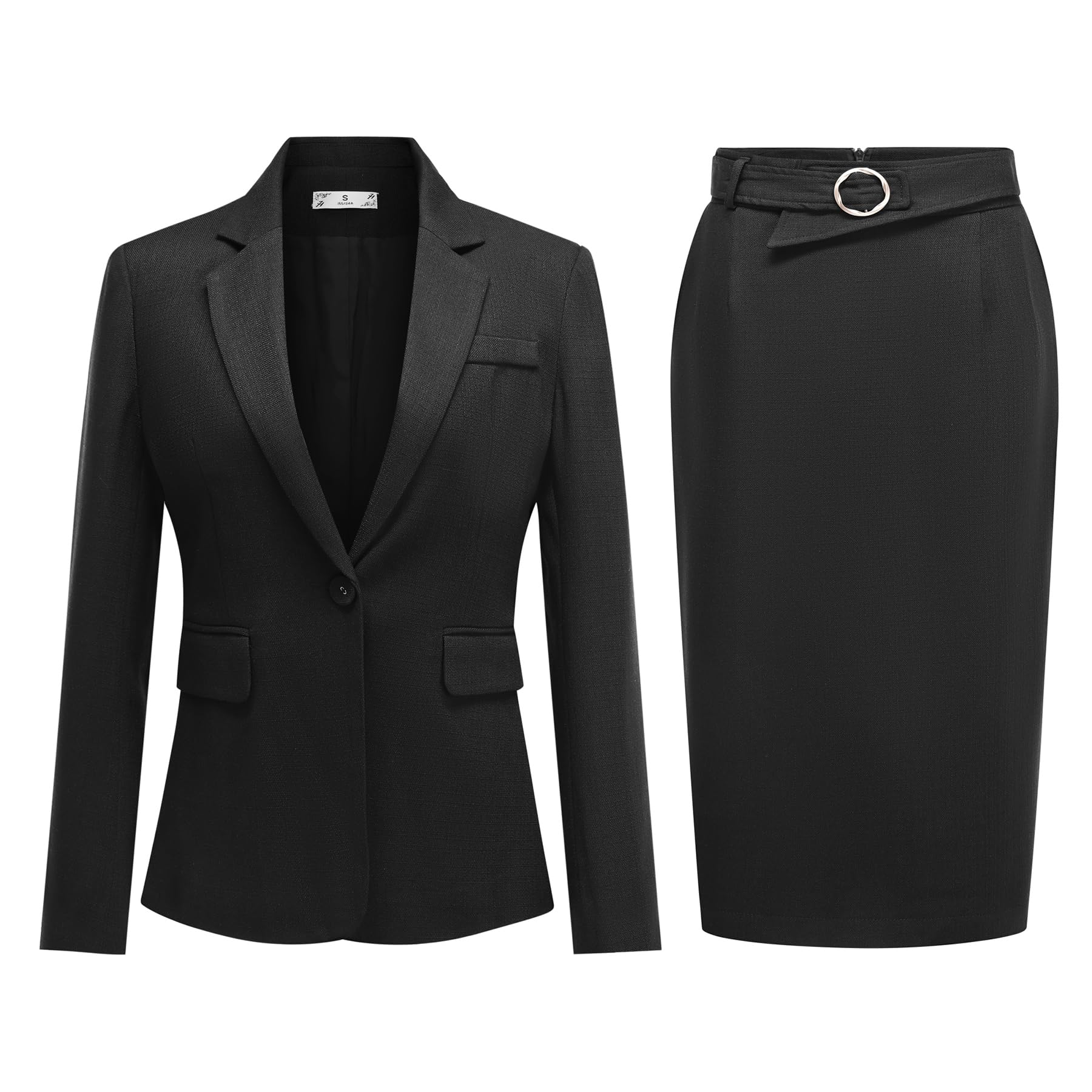 YUNCLOS 2 Piece Business Skirt Suit Set for Women Casual Long Sleeve Blazer and Skirt