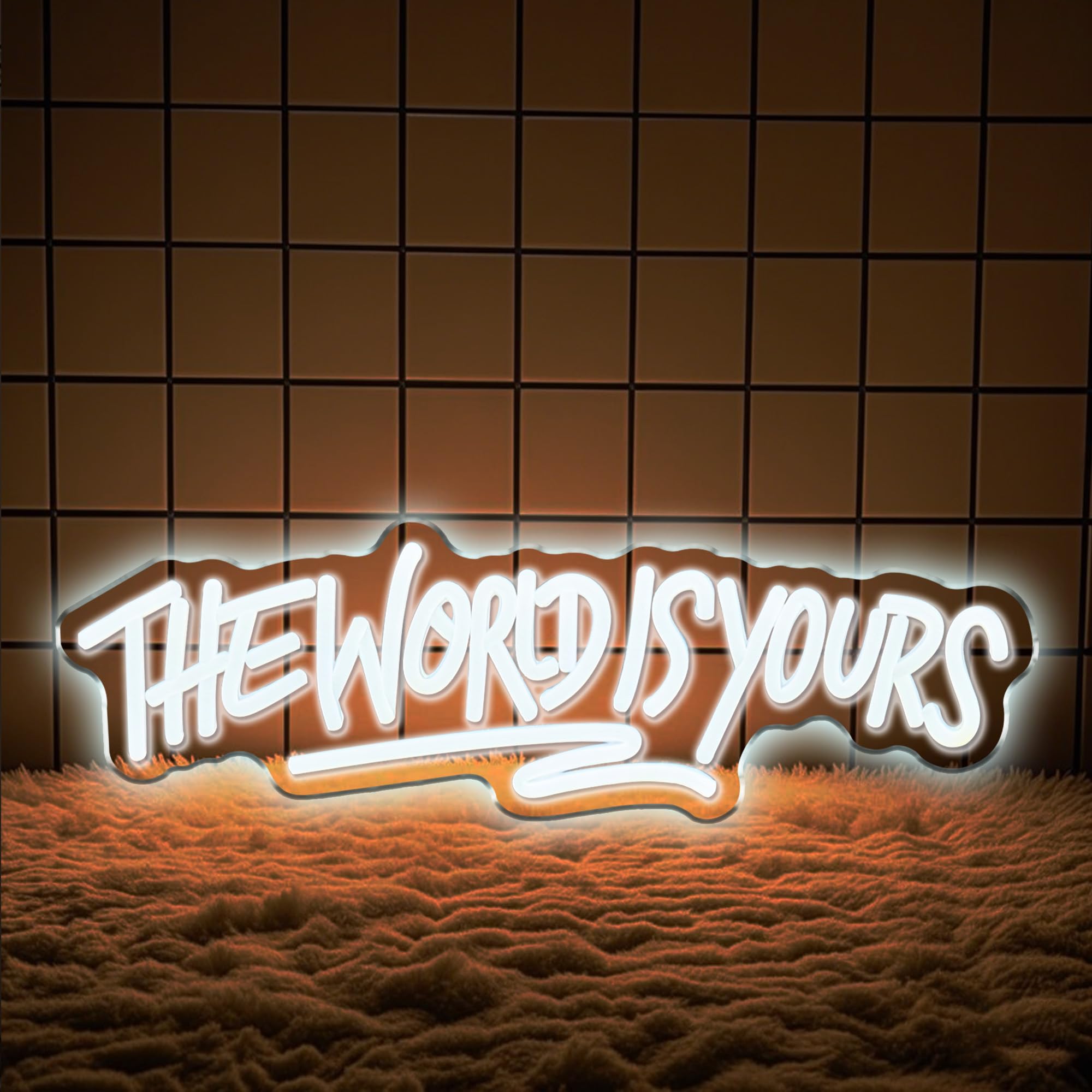 The World is Yours Neonschild, USB-betrieben, dimmbar, LED-Lichter für Schlafzimmer, Spielzimmer, Männerhöhle, Bierbar, Hochzeit, Geburtstag, Party, Wanddekoration, Neonschild, 45 x 14 cm