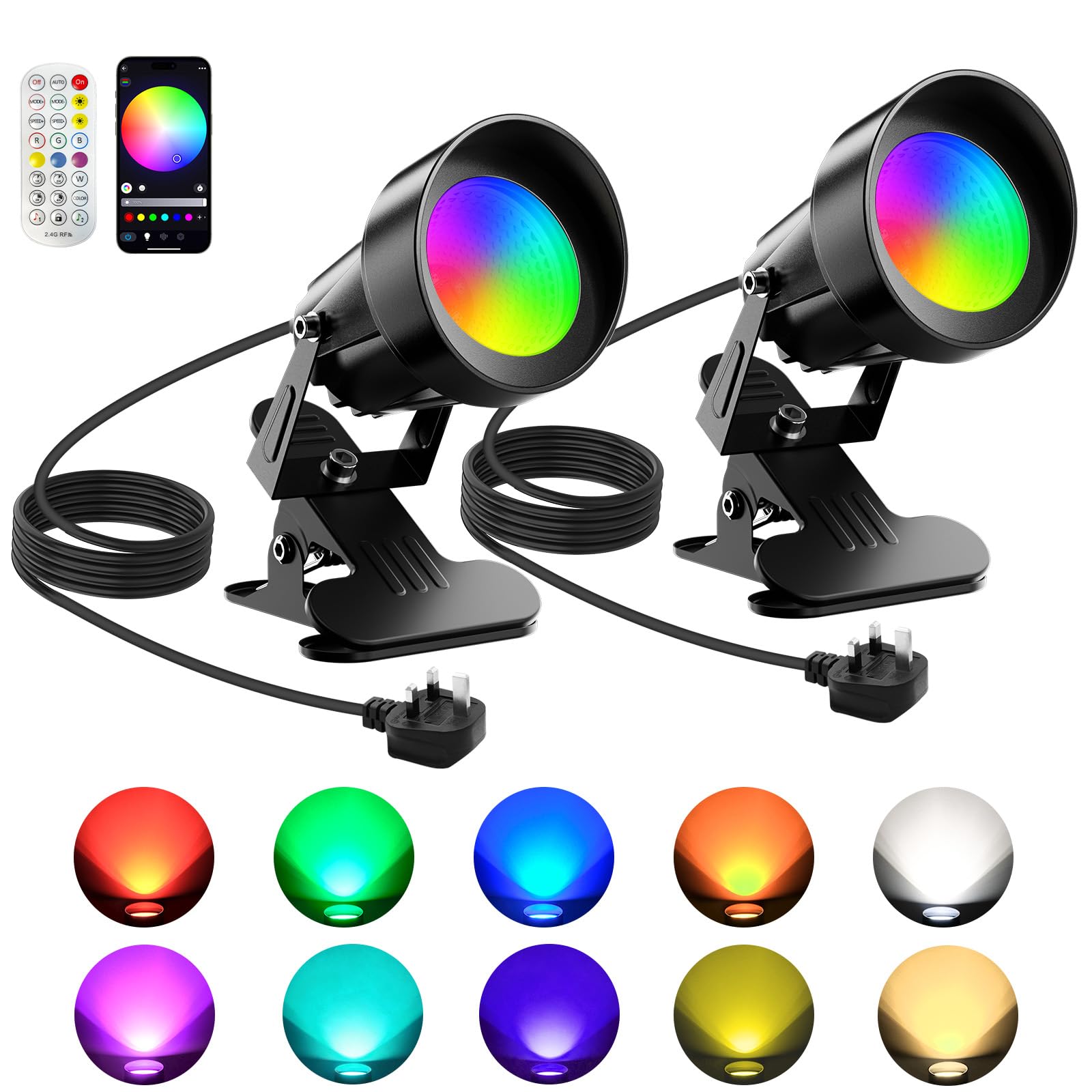NATPOW RGB Clip on Spot Lights Colour Changing, Plug in Plant Light 2Pack โ image 1