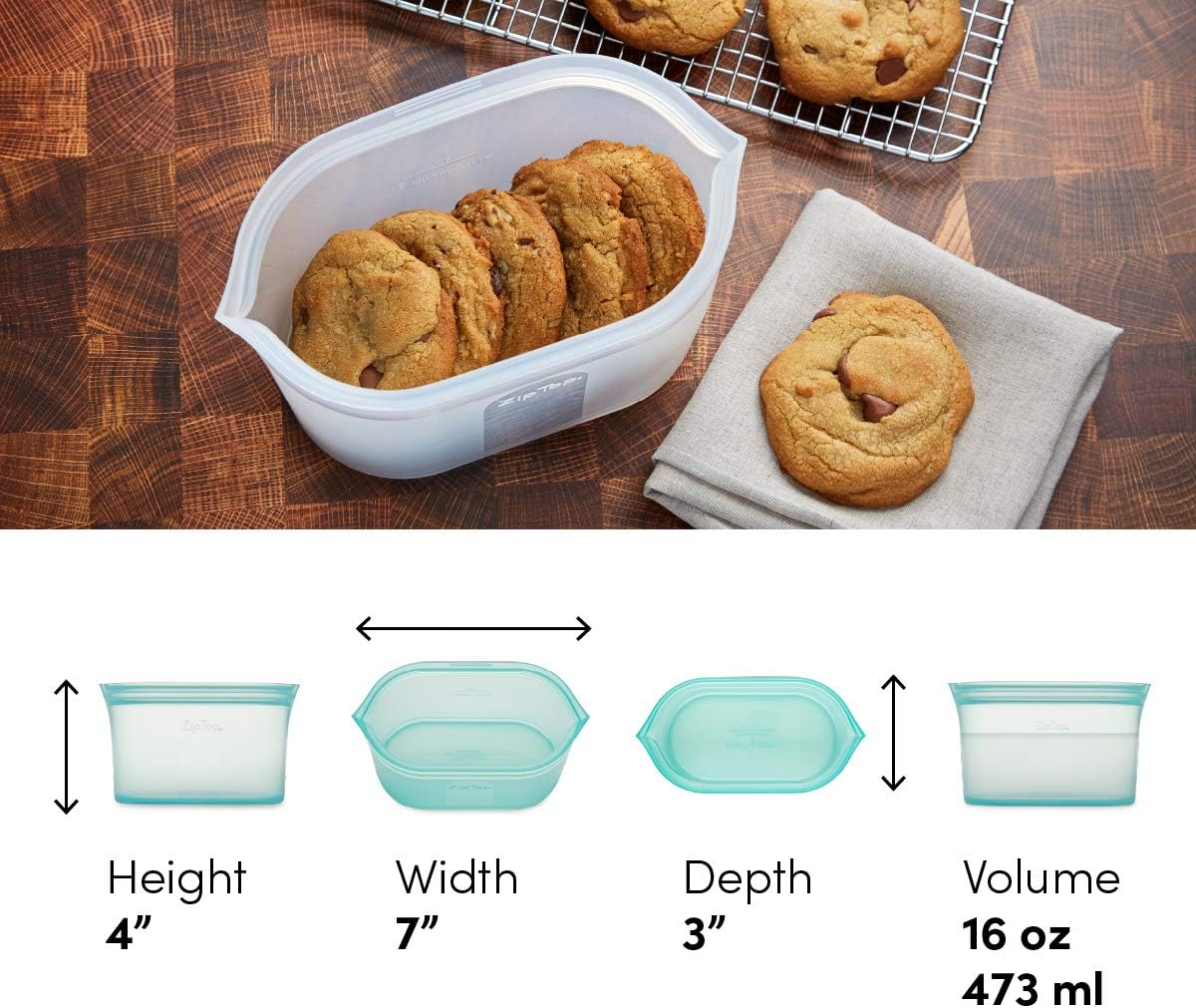 Zip Top Reusable Food Storage Bags | Small Dish [Peach] | Silicone Meal Prep Container | Microwave, Dishwasher and Freezer Safe | Made in the USA image 4
