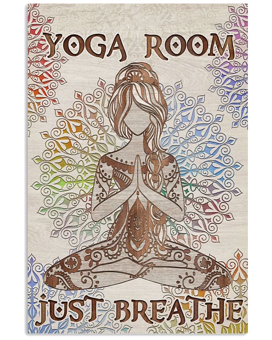 HOUVSSEN Yoga Poster, Yoga Pose Poster, Yoga Wall Art, Yoga Routine, Yoga Studio Decoration, Yoga Lovers Home Decor Metal Tin Sign 12x16inch