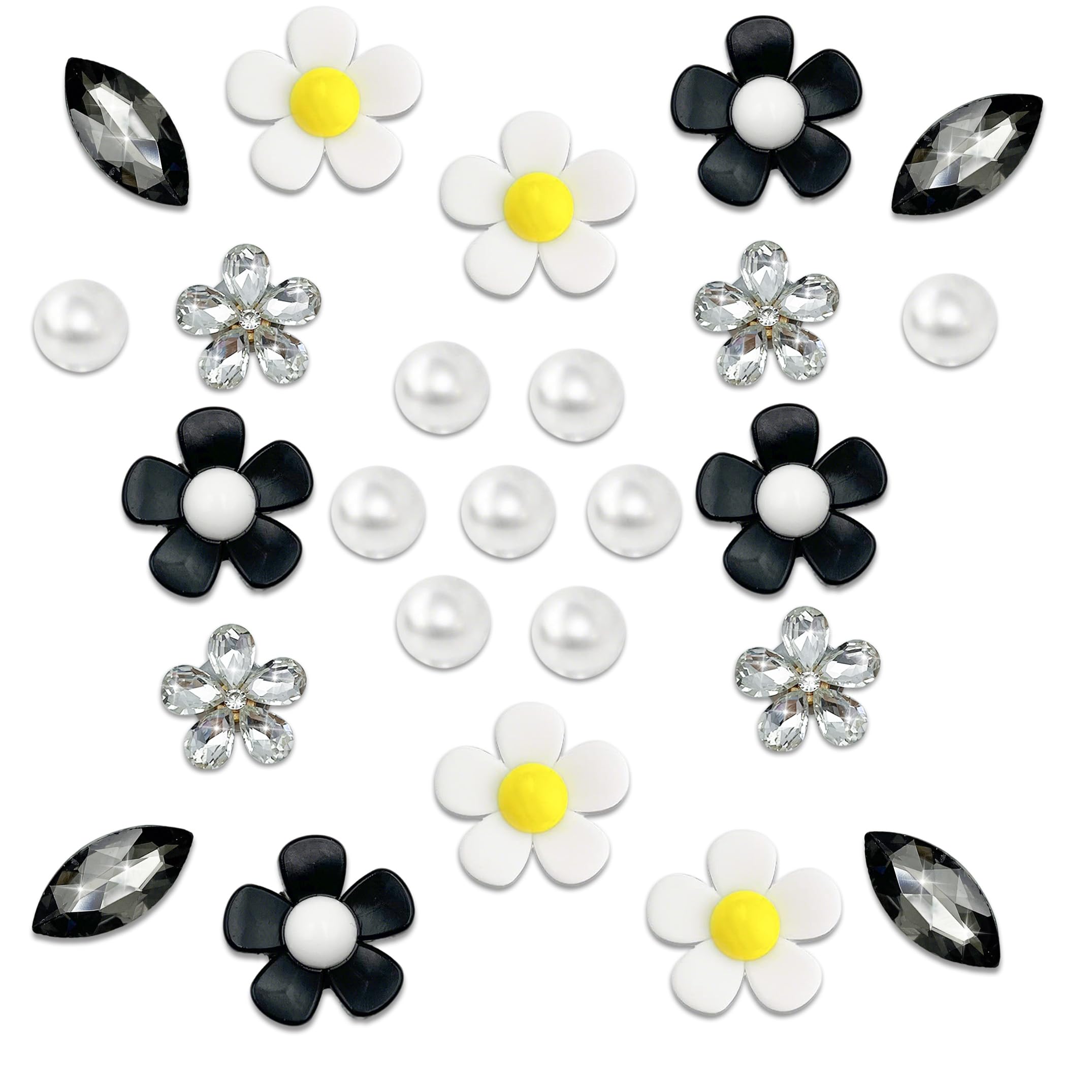 Jusen Flower Shoe Charms for Girls,Shoe Decoration with Crystal Rhinestone Pearl Flowers Cute Shoe Charms for Girls Women