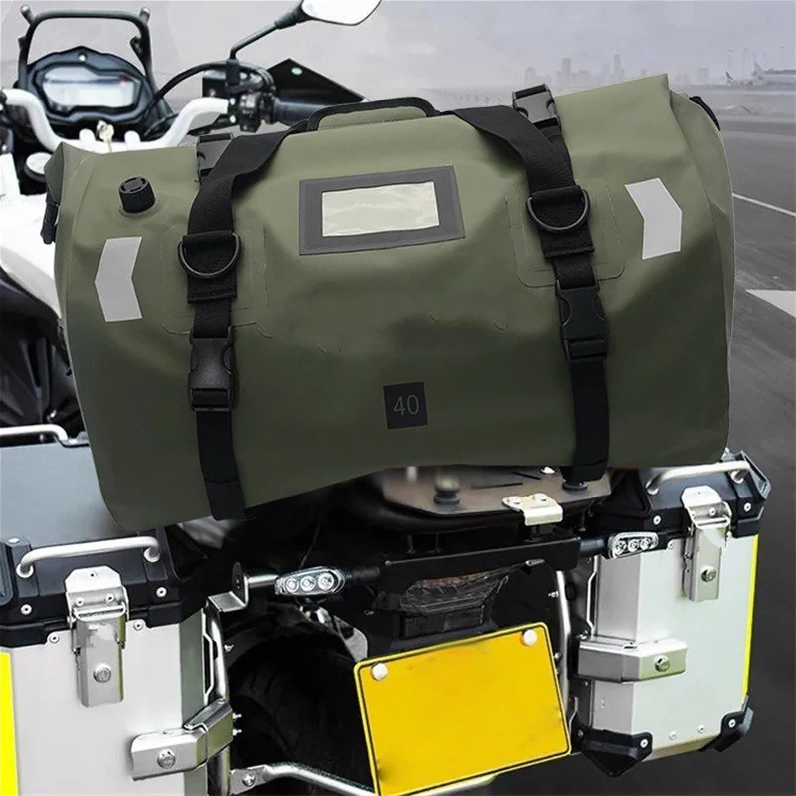 Bagagerie Moto Sacs Arrière Universels Étanches pour Moto 40l 66l Sac DSiège Durable Casque Haute Capacité Équitation Motocross Plein Sacs de Porte-Bagage(66L-Khaki)