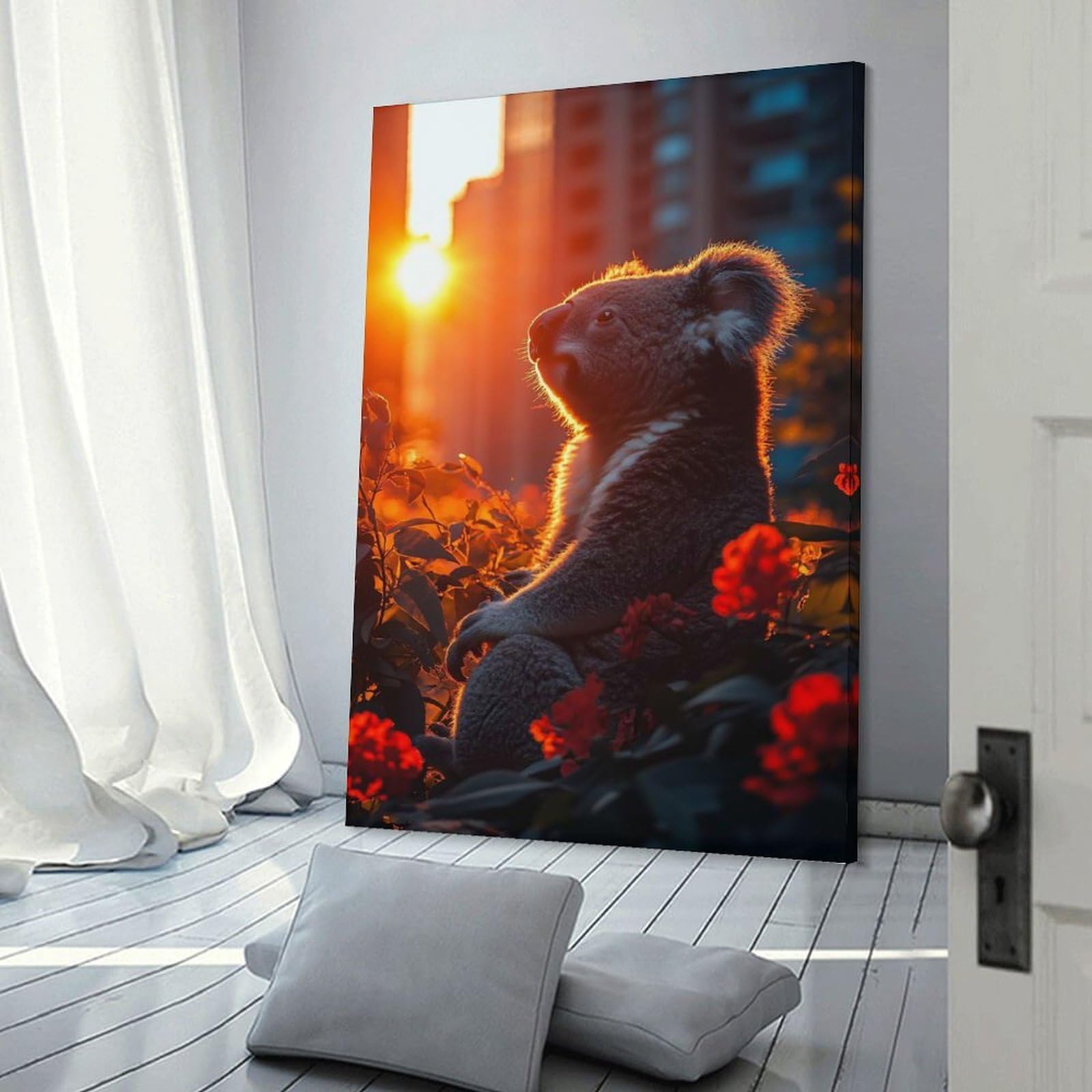 Junmoney Koala in Golden Hour Home Decor Wall Art 12x18inch(30x45cm), for Home, Office, Studio Or Guest Room, Canvas Wall Art That Fits Changing Layouts