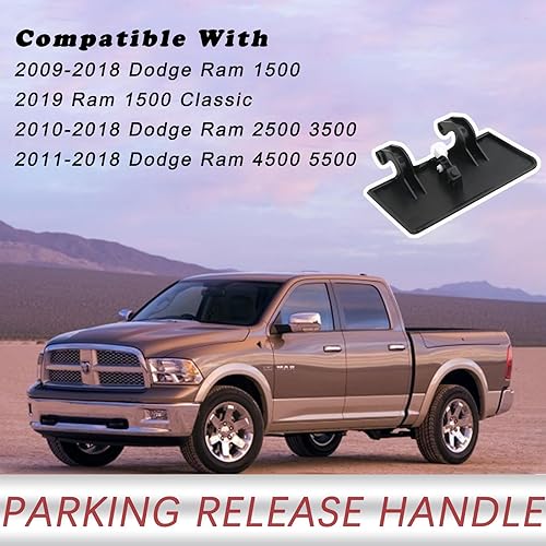 Miniatura 3 de TQPONLY 74401 Manija de liberación de freno de estacionamiento (negro) compatible con Dodge Ram 1500 2500 3500 4500 5500 camión